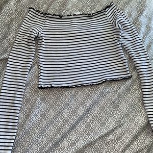 H&M Crop Top Black And White Striped
